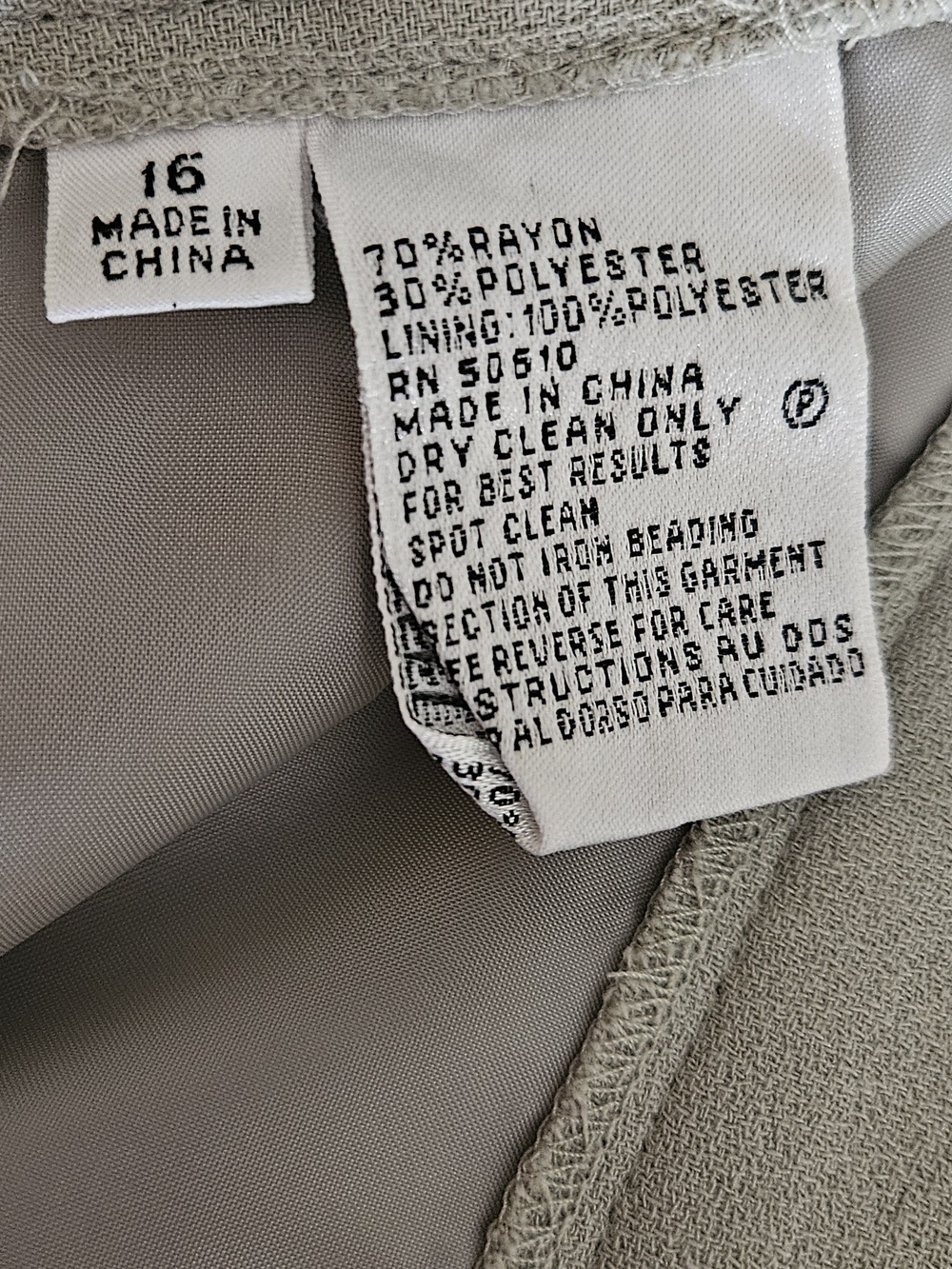 Kasper Women’s Sage Green 3 Pc Suit. Has Small Beaded Detail. Coat, Top & Skirt - Picture 16 of 16